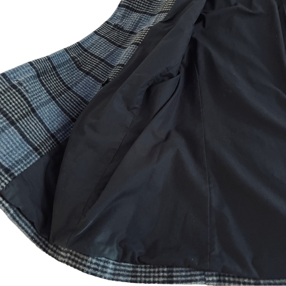 J Crew Blue Black Plaid Jacket Peacoat Wool Blend Button LS Lined sz L $365 EUC - Picture 7 of 8